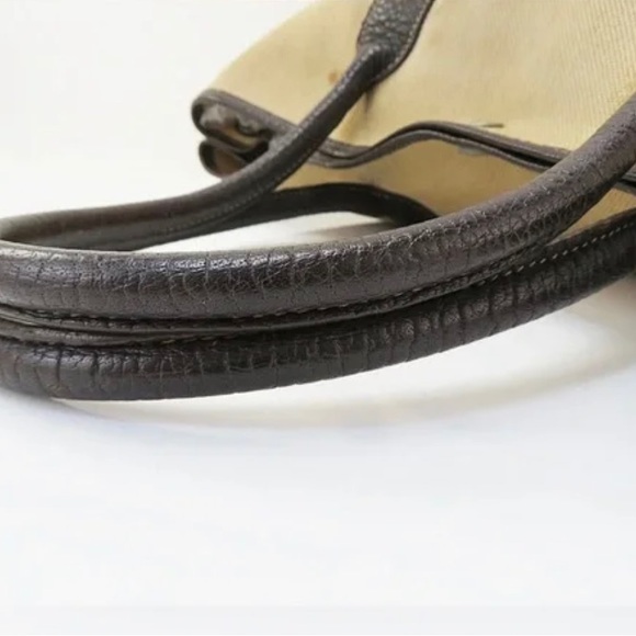 SOLD Auth HERMES Beige Canvas and Brown Leather Garden Party Tote Bag Purse - Picture 6 of 11